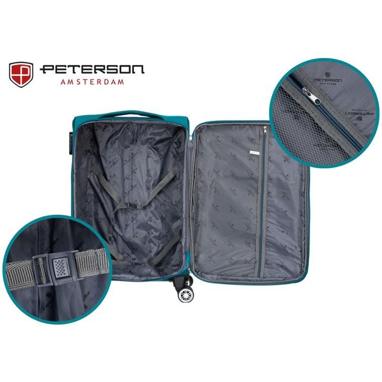 Peterson, walizka, średnia, turkusowo-różowa, 68 cm