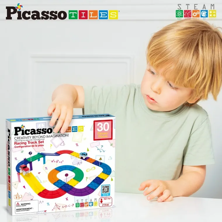 Picasso, Tor z samochodzikiem, klocki magnetyczne, 30 elementów