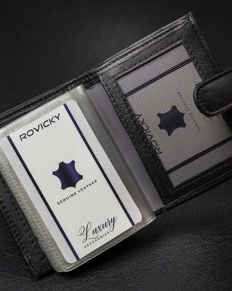 Pionowe, skórzane etui na karty z zapinką i kieszenią na banknoty, Loren