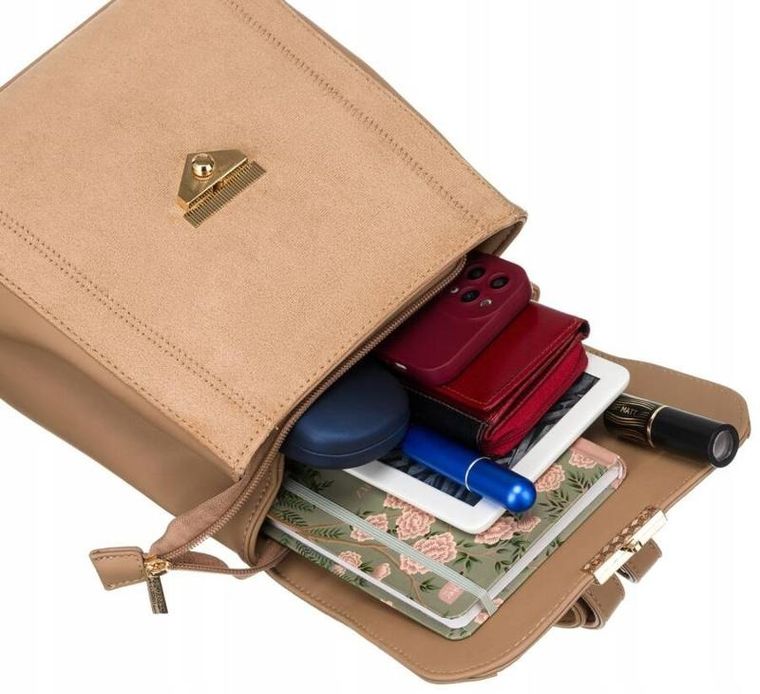 Plecak, beżowy, skóra ekologiczna, Peterson