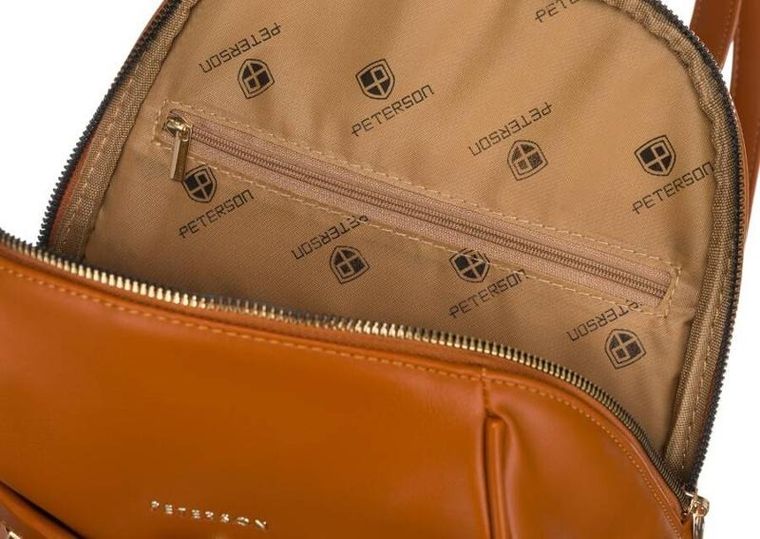 Plecak, brązowy, skóra ekologiczna, Peterson