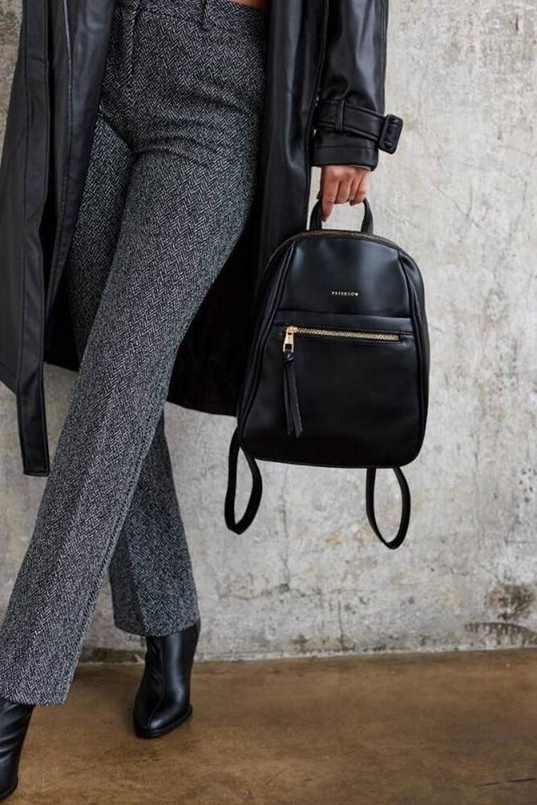 Plecak, czarny, skóra ekologiczna, Peterson