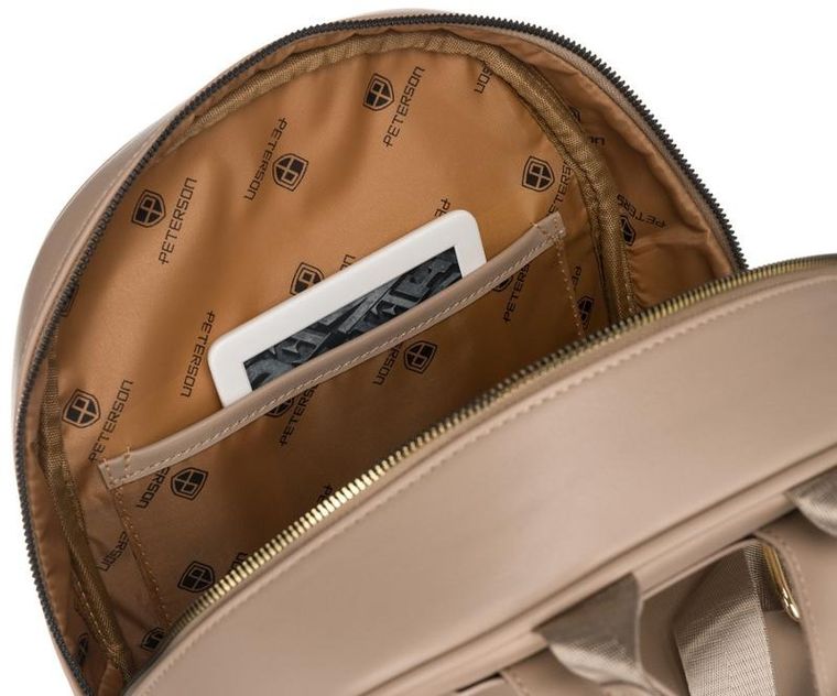 Plecak damski, beżowy, skóra ekologiczna, Peterson