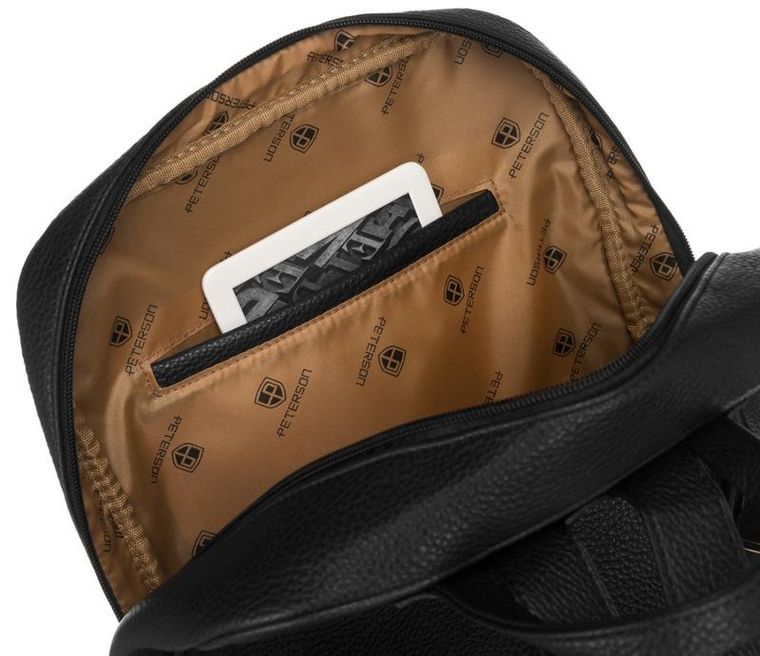 Plecak damski, czarny, skóra ekologiczna, Peterson