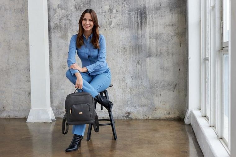 Plecak damski, szary, skóra ekologiczna, Peterson