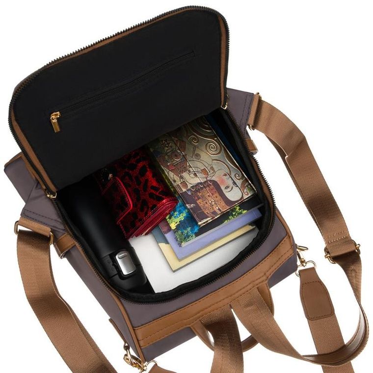 Plecak miejski, szary, skóra ekologiczna, Peterson