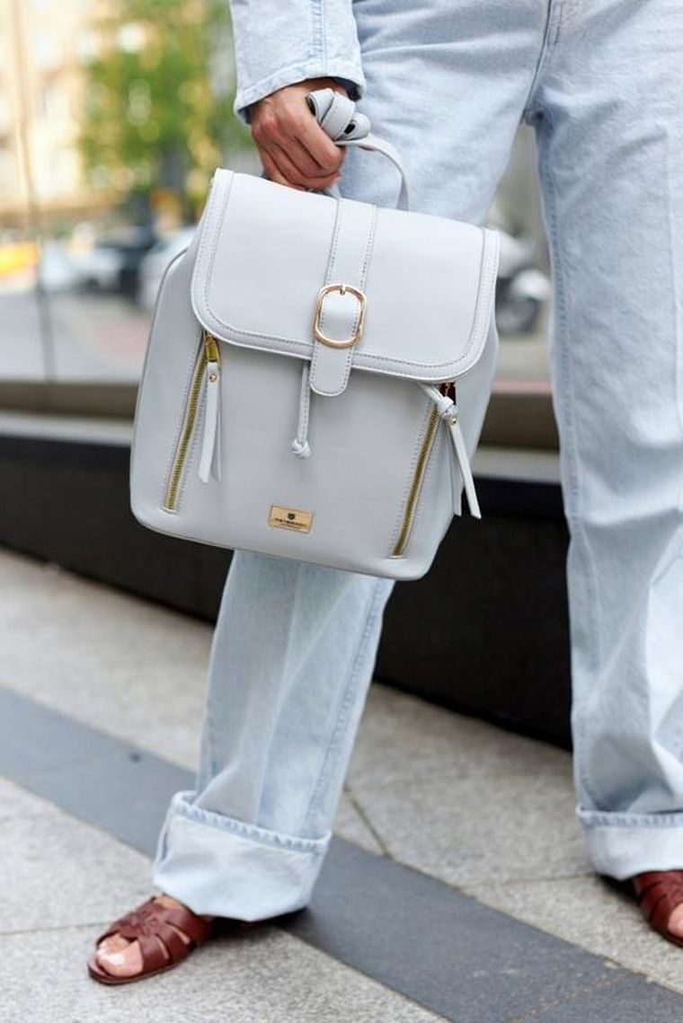 Plecak, szary, skóra ekologiczna, Peterson