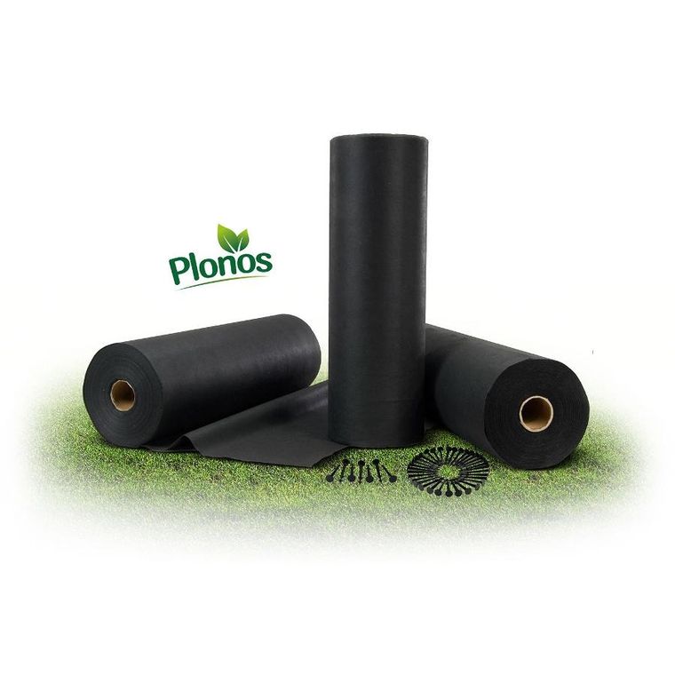 Plonos, agrotkanina ogrodowa 1,6 mx100 m 90 g/m2 + 100 szpilek, czarna