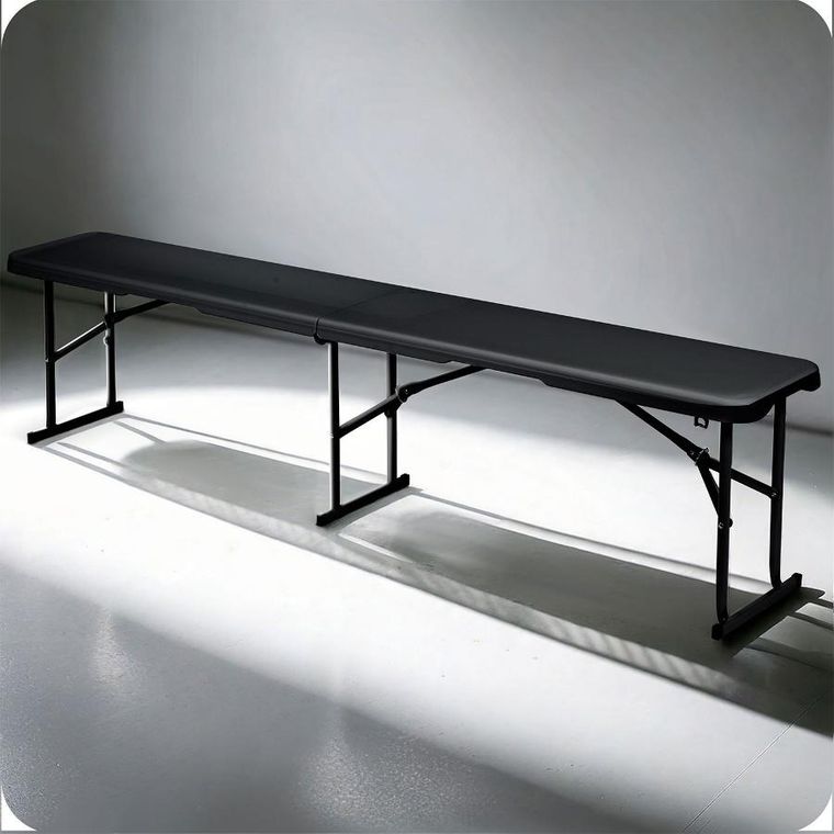 Plonos, ławka ogrodowa cateringowa składana, czarna, 180 cm