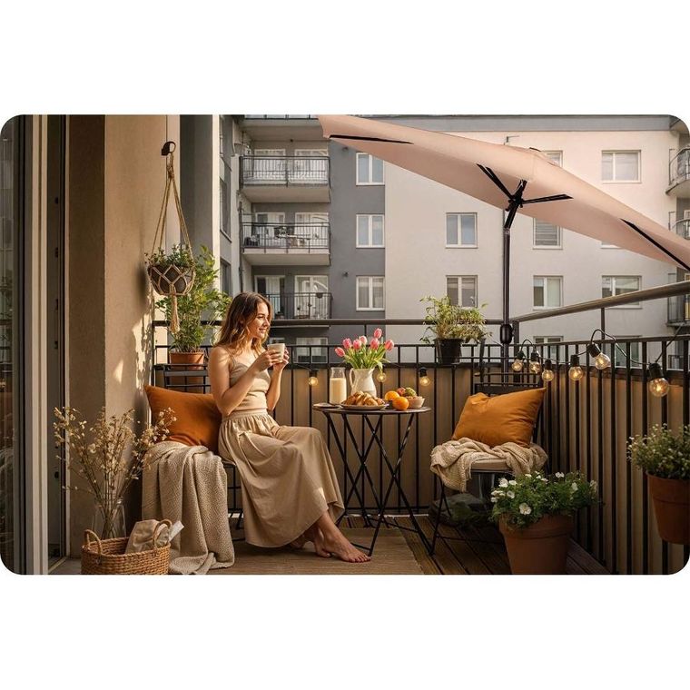 Plonos, parasol ogrodowy, składany, 6 segmentowy 300 cm, z pokrowcem