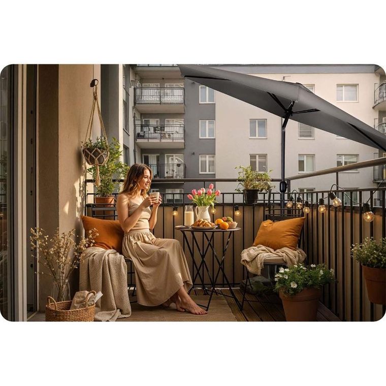 Plonos, parasol ogrodowy, składany, 6 segmentowy, z pokrowcem, 300 cm