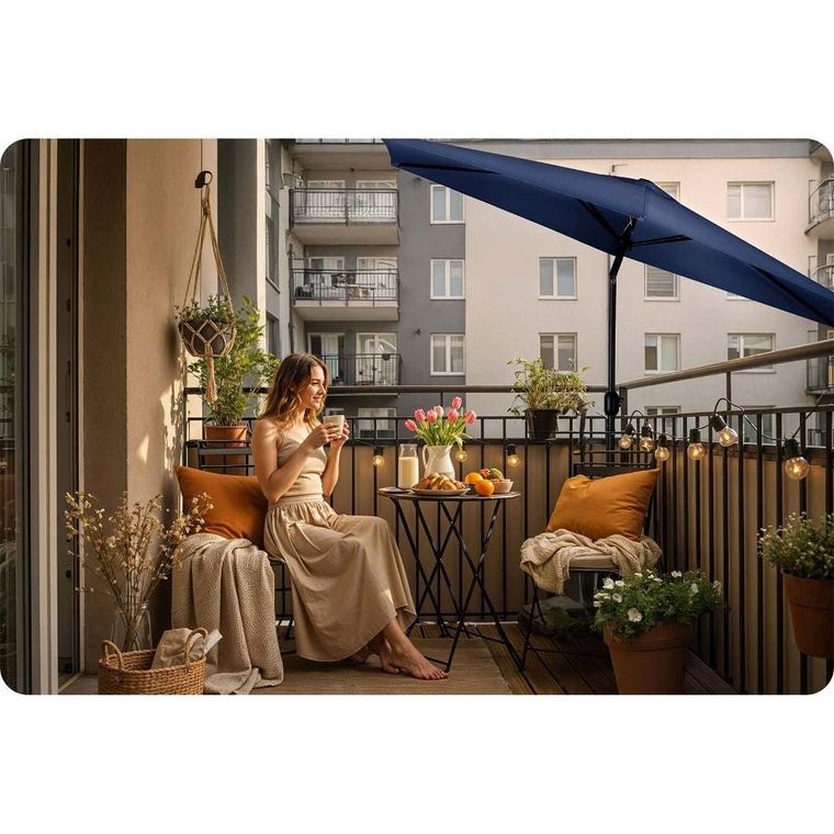 Plonos, parasol ogrodowy, składany, 6 segmentowy, z pokrowcem, 300 cm