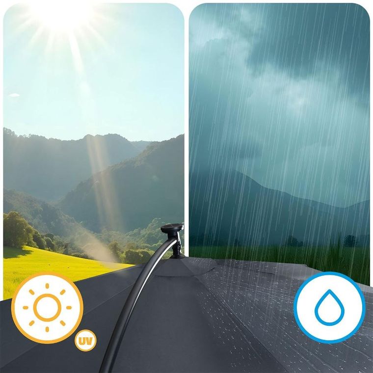 Plonos, parasol ogrodowy, składany, 6 segmentowy, z pokrowcem, 350 cm i lampkami, PL-882