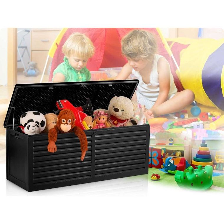 Plonos, skrzynia ogrodowa, czarna, 143,5-57-53,5 cm, 390l