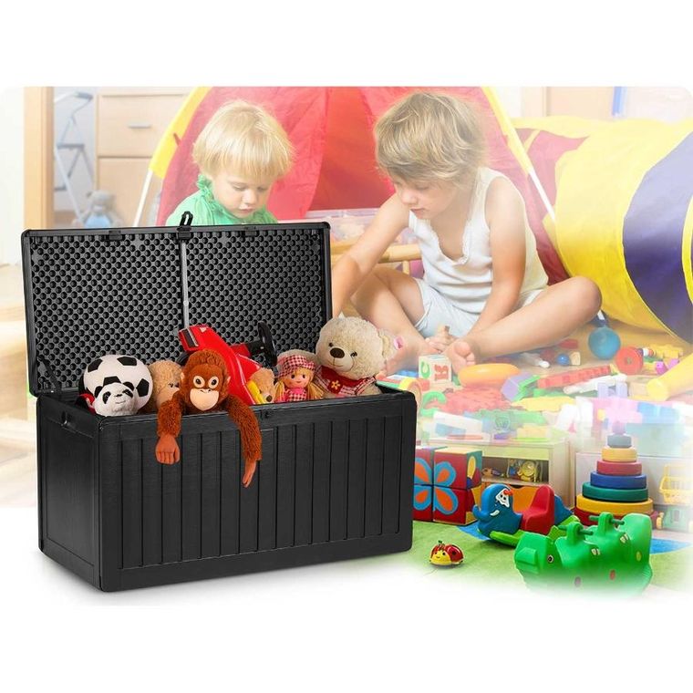 Plonos, skrzynia ogrodowa, czarna, 270l, 109-51-55 cm