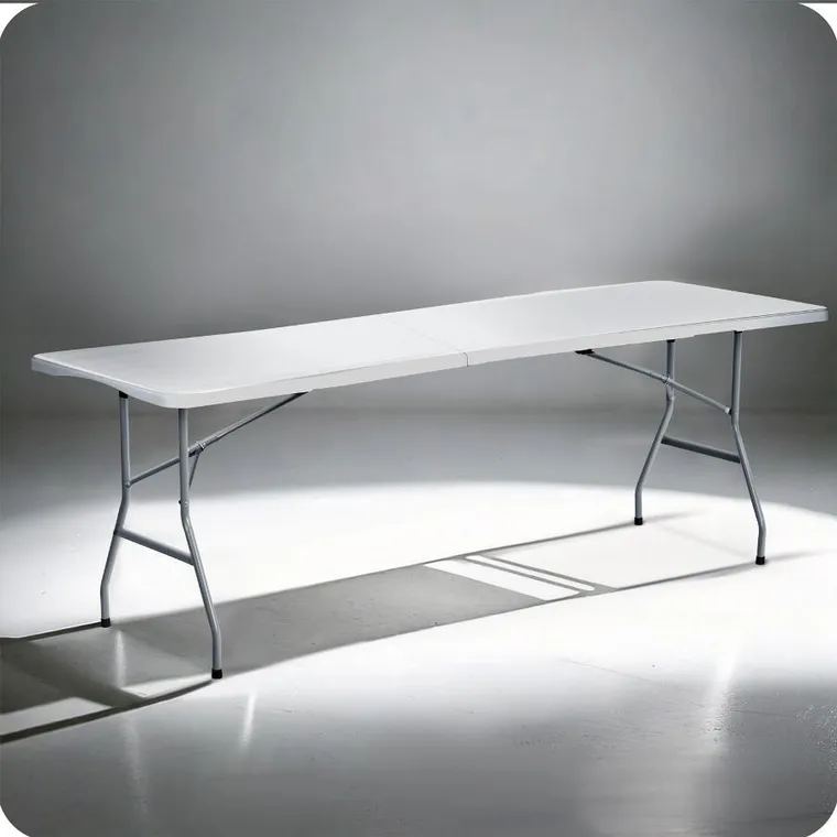 Plonos, stół cateringowy ogrodowy składany, biały, 244 cm