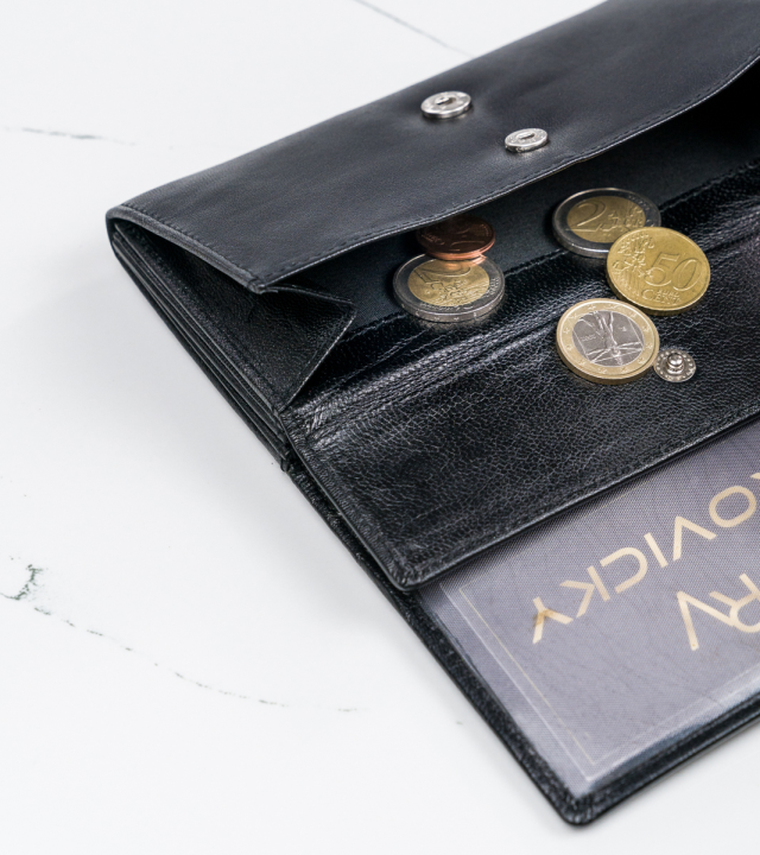 Podłużny portfel damski z bydlęcej skóry naturalnej, Cavaldi