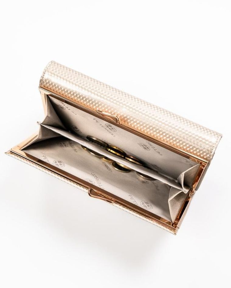 Portfel, beżowy, skórzany, Peterson