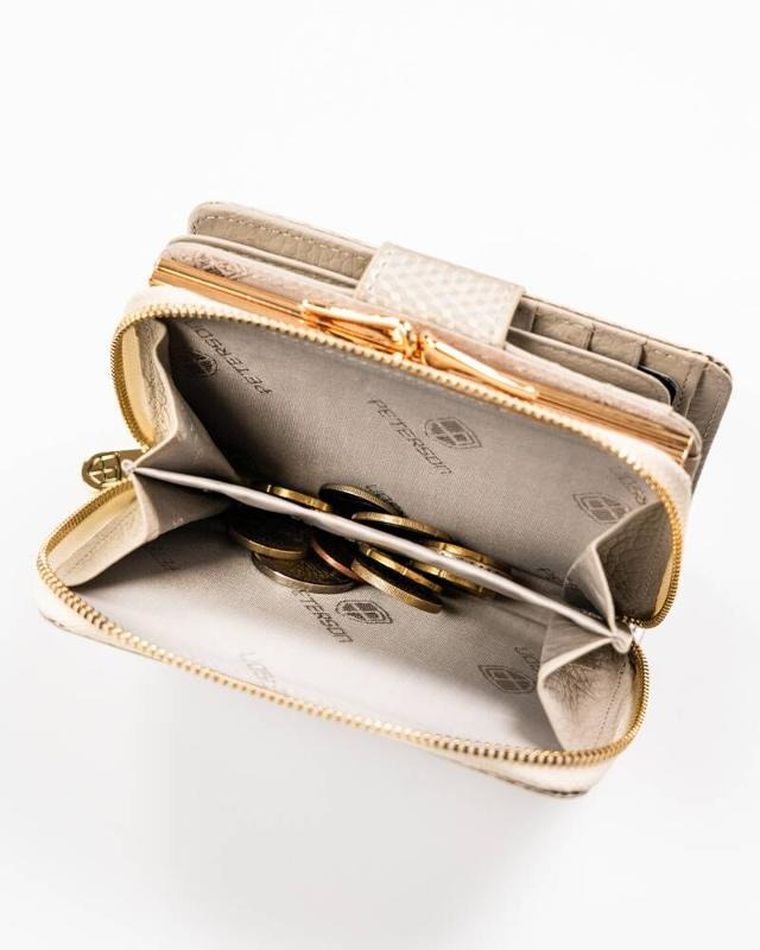 Portfel, beżowy, skórzany, Peterson