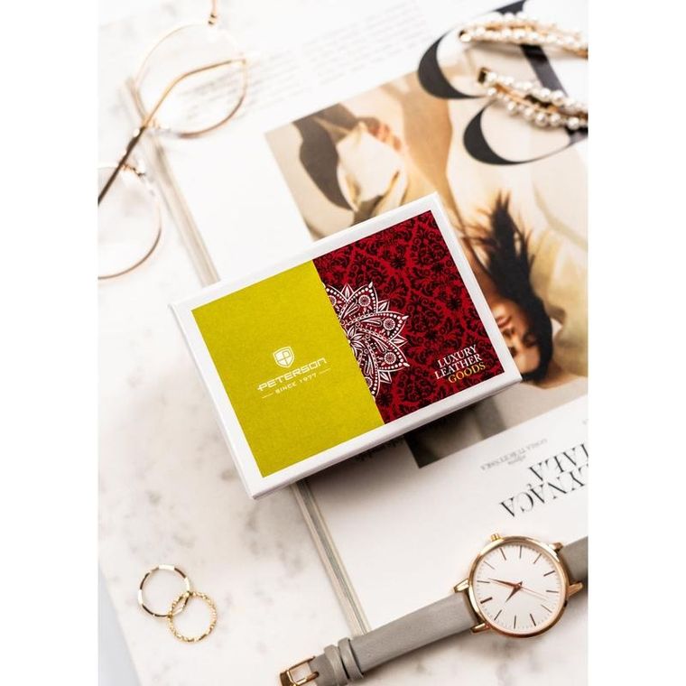 Portfel, beżowy, skórzany, Peterson