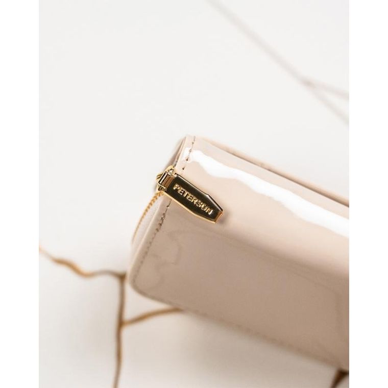 Portfel, beżowy, skórzany, RFID, Peterson