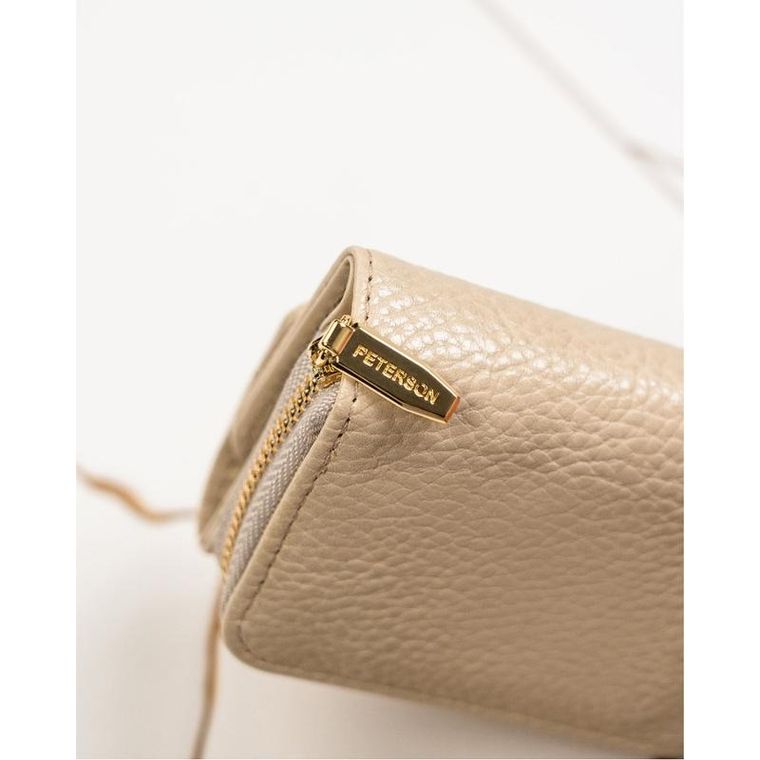 Portfel, beżowy, skórzany, RFID, Peterson