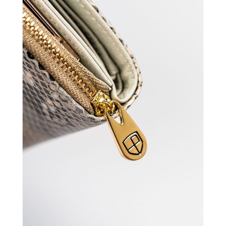 Portfel, beżowy, skórzany, RFID, Peterson