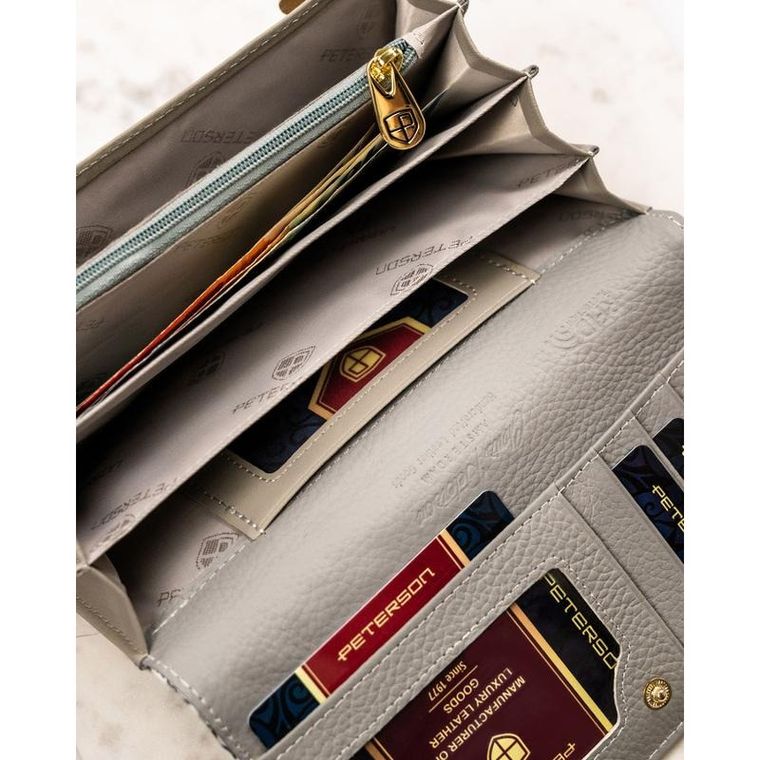 Portfel, biały, skórzany, Petereson