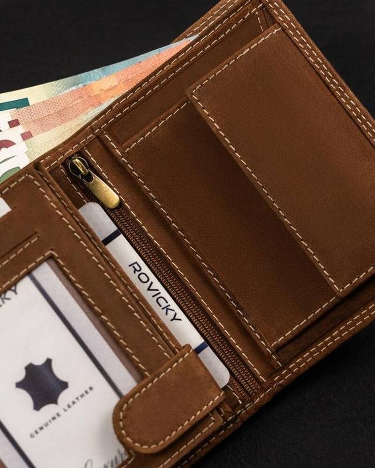 Portfel, brązowy, skórzany, Always Wild