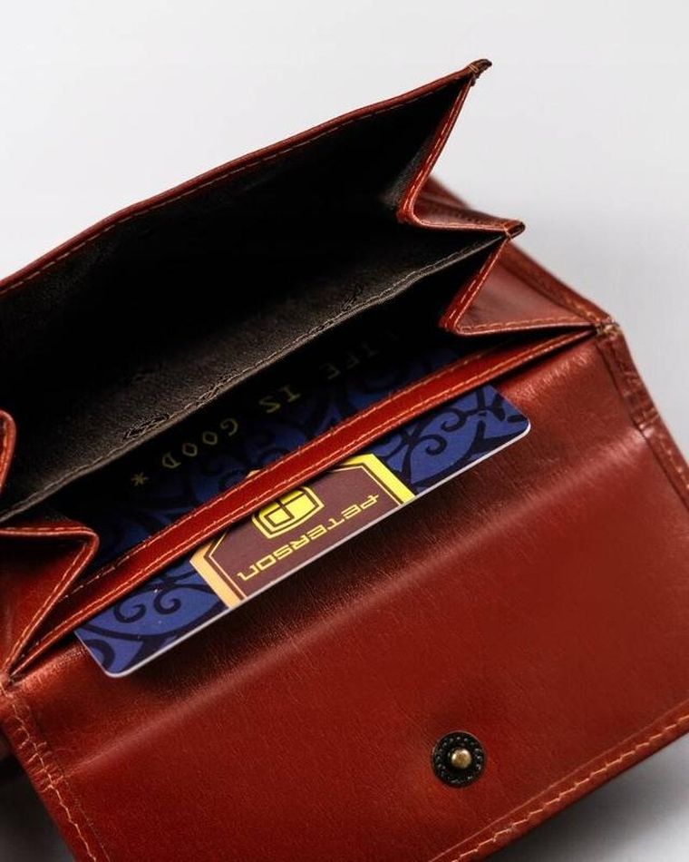 Portfel, brązowy, skórzany, Peterson