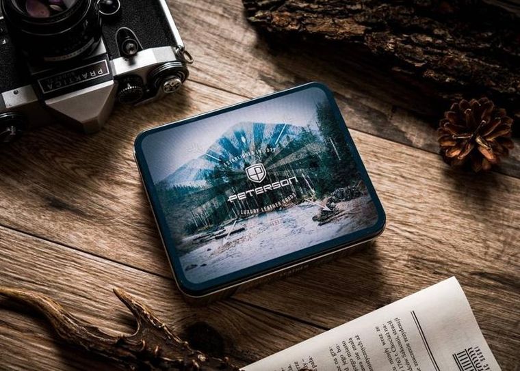 Portfel, brązowy, skórzany, Peterson