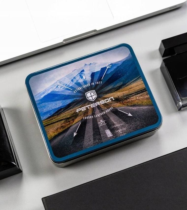 Portfel, brązowy, skórzany, Peterson