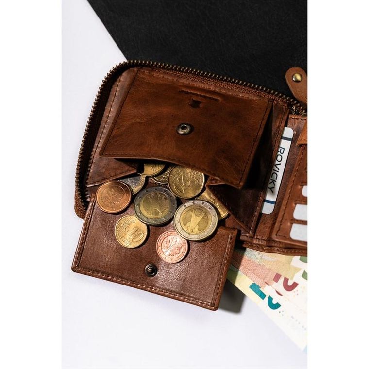 Portfel, brązowy, skórzany, RFID, Always Wild