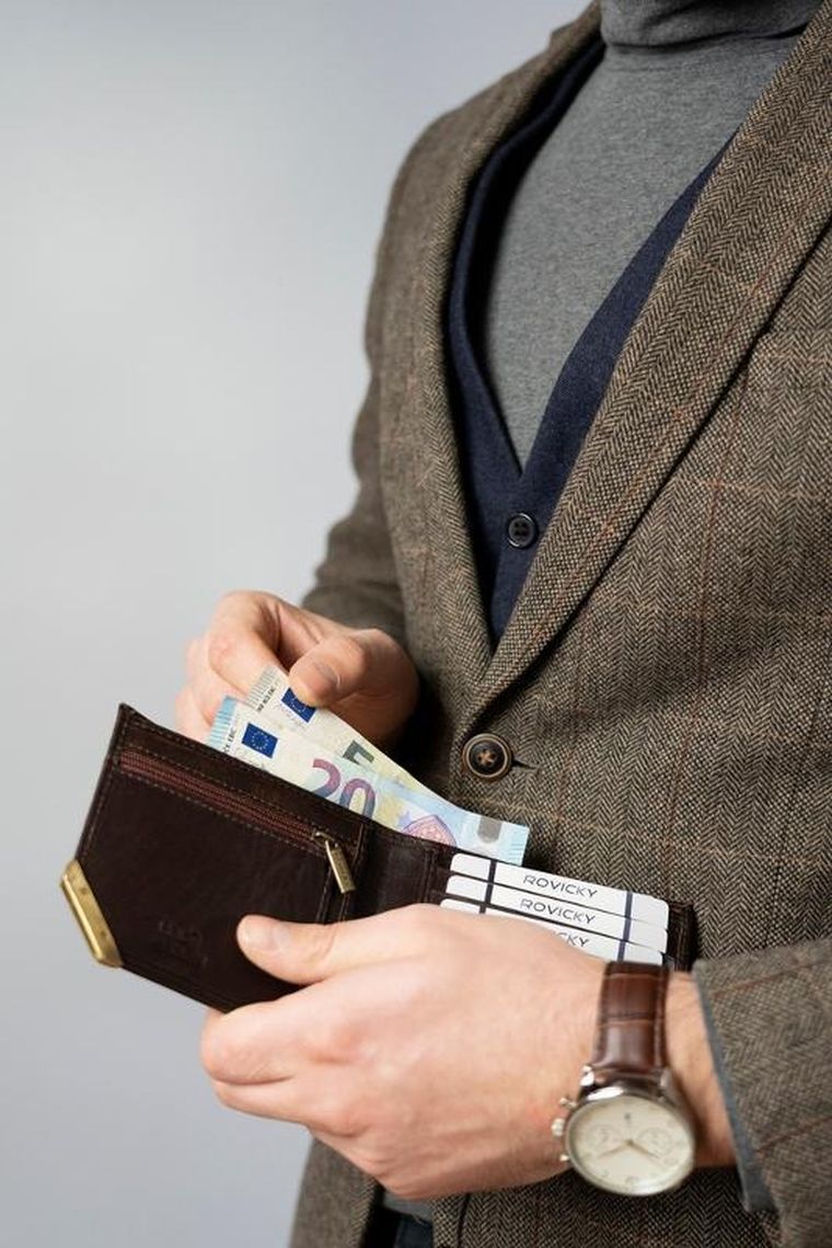 Portfel, brązowy, skórzany, RFID, Rovicky