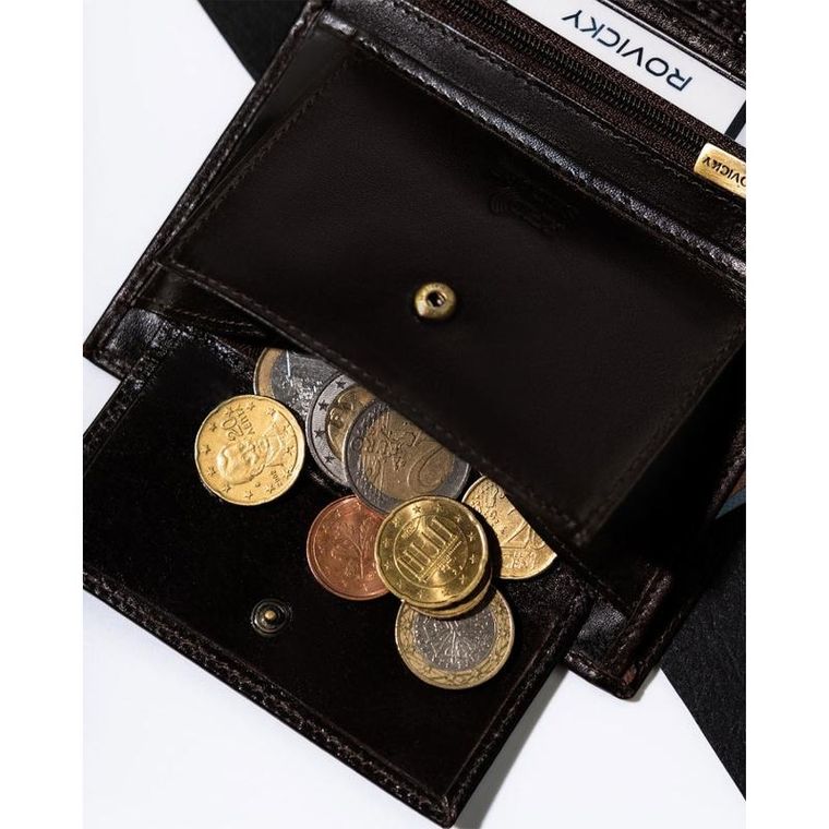 Portfel, brązowy, skórzany, RFID, Rovicky