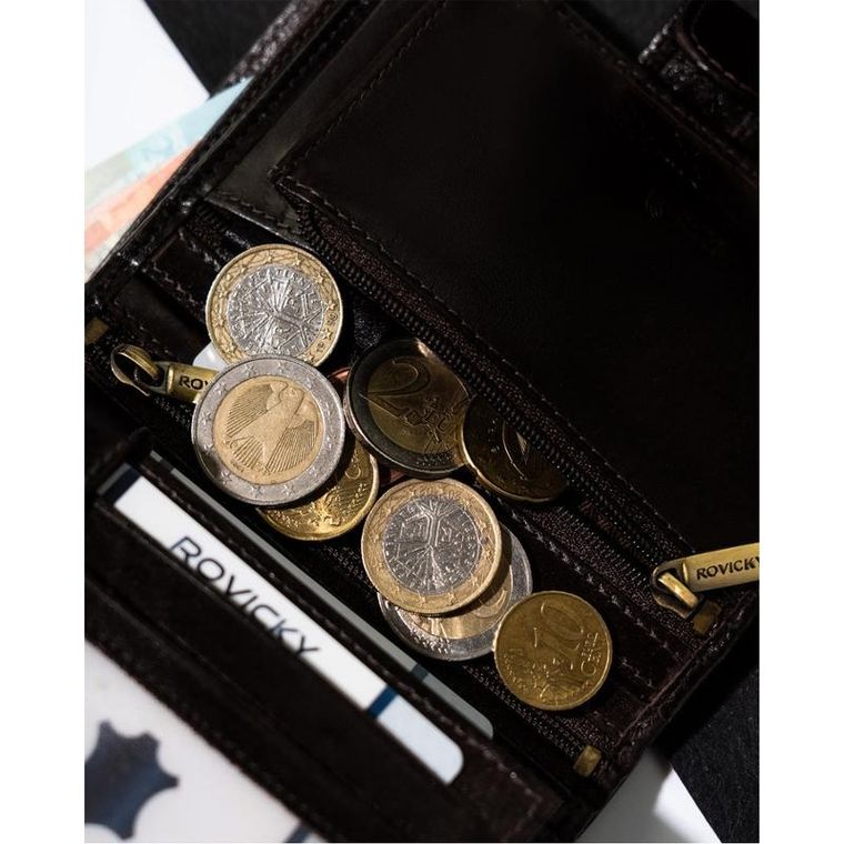 Portfel, brązowy, skórzany, Rovicky