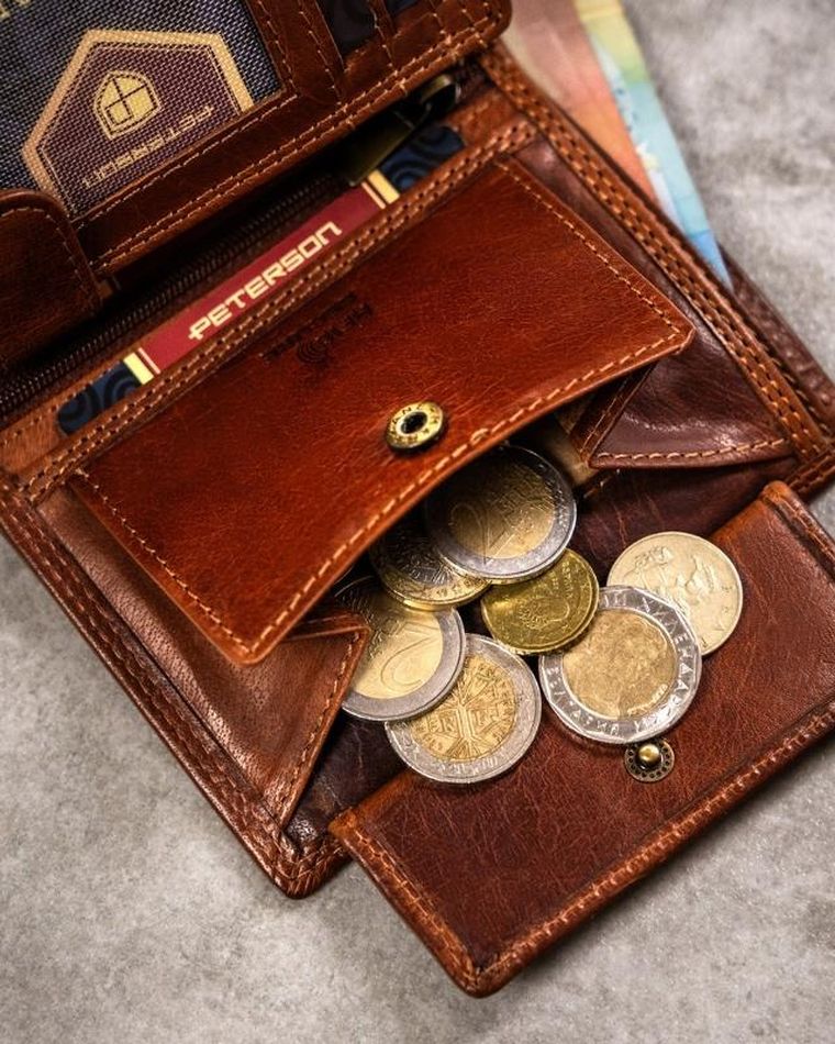 Portfel, brązowy, skórzany, waga, Peterson