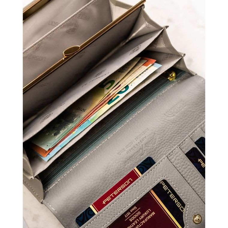 Portfel, czarno-biały, skórzany, Peterson