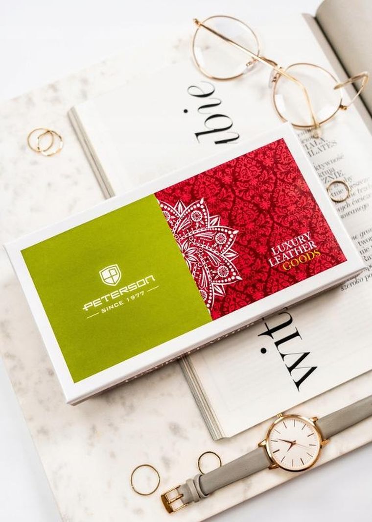 Portfel, czarno-złoty, skórzany, Peterson