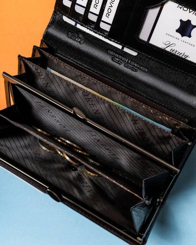 Portfel, czarny, skórzany, Lorenti