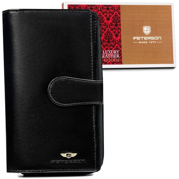Portfel, czarny, skórzany, Peterson