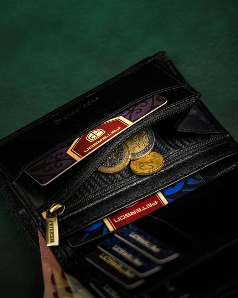 Portfel, czarny, skórzany, Peterson