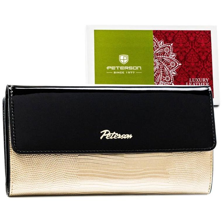 Portfel, czarny, skórzany, Peterson