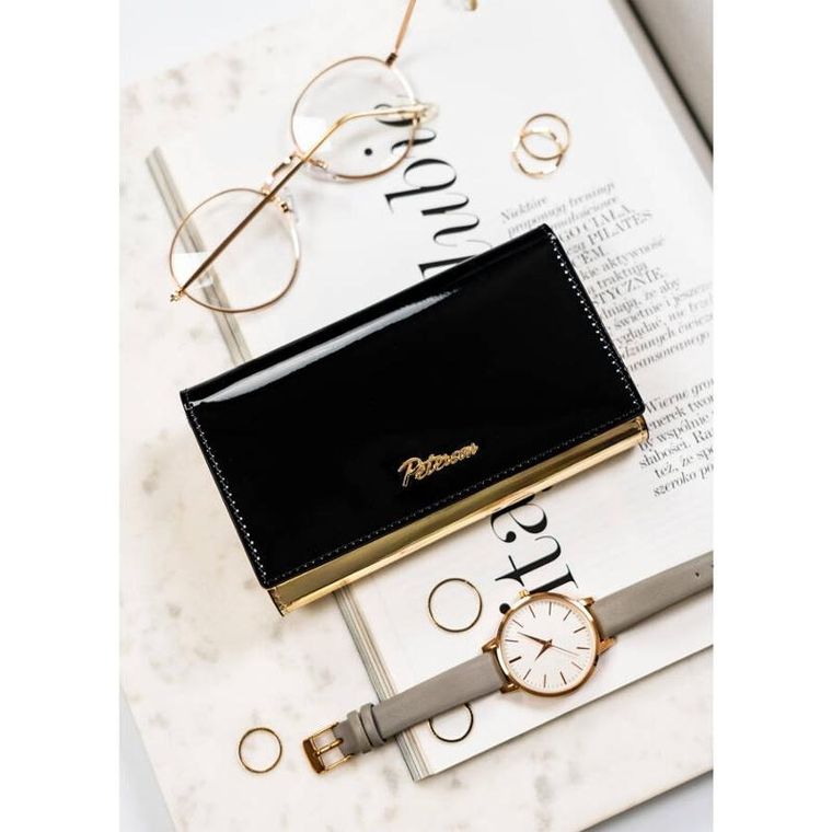 Portfel, czarny, skórzany, Peterson