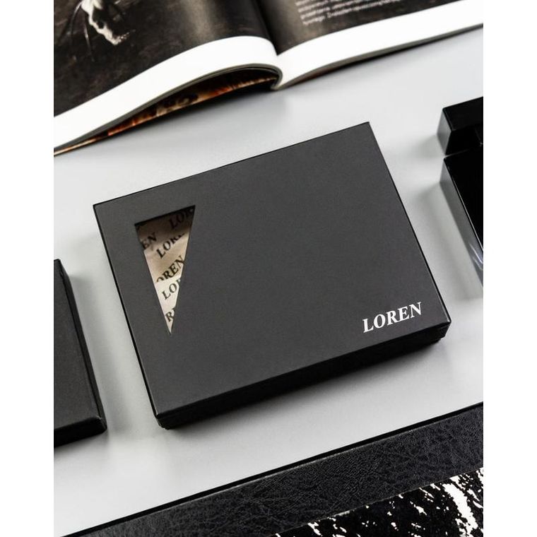Portfel, czarny, skórzany, RFID, Loren
