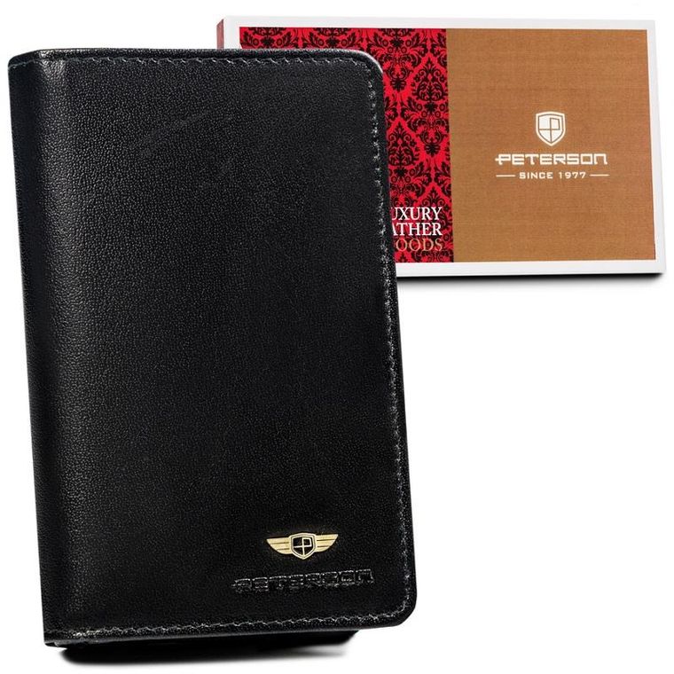 Portfel, czarny, skórzany, RFID, Peterson