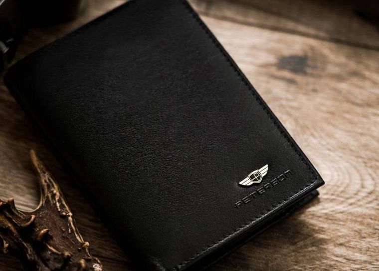 Portfel, czarny, skórzany, RFID, Peterson