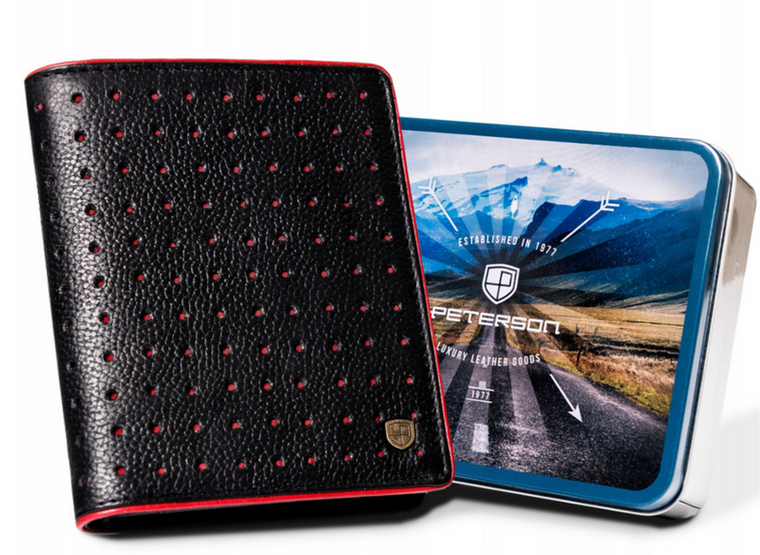Portfel, czarny, skórzany, RFID, Peterson