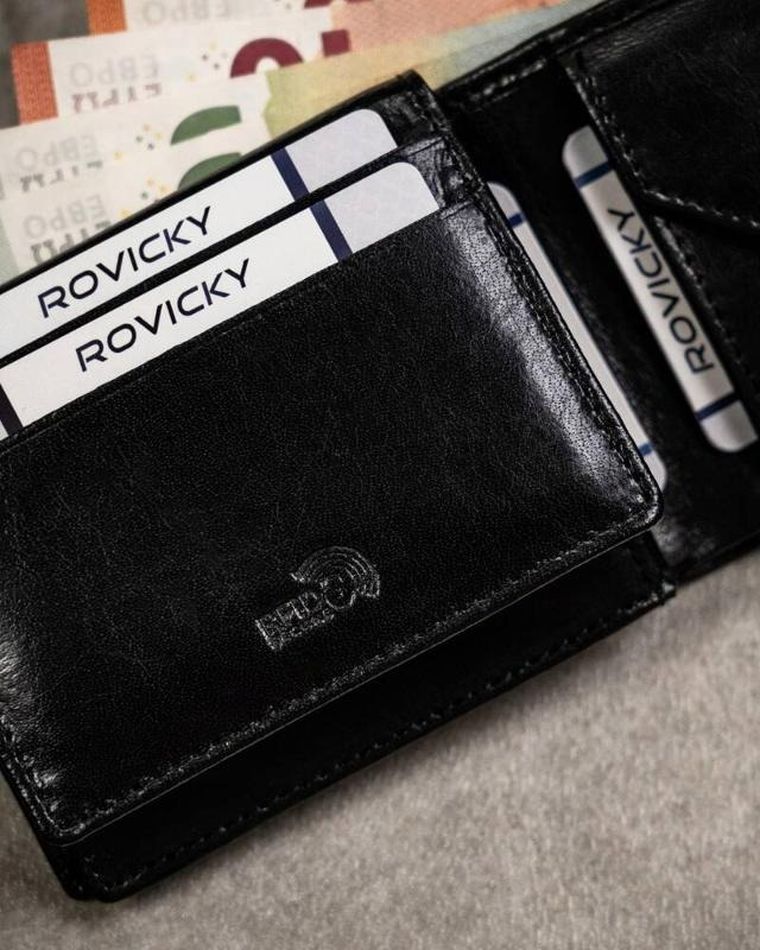 Portfel, czarny, skórzany, RFID, Pierre Andreus