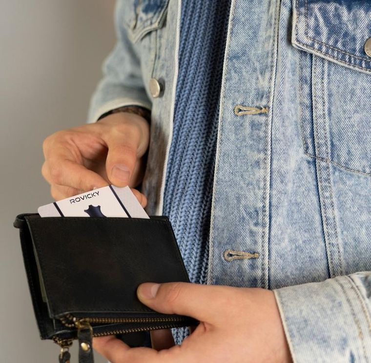 Portfel, czarny, skórzany, RFID, Rovicky